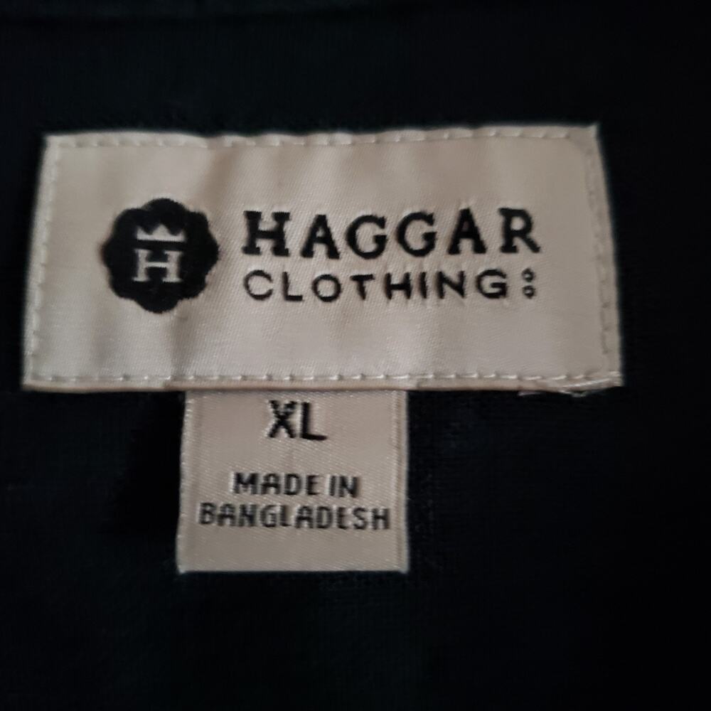 Haggar Camp Shirt Mens XL Linen Blend Black Casual Comfort Coastal Resort - Picture 4 of 11